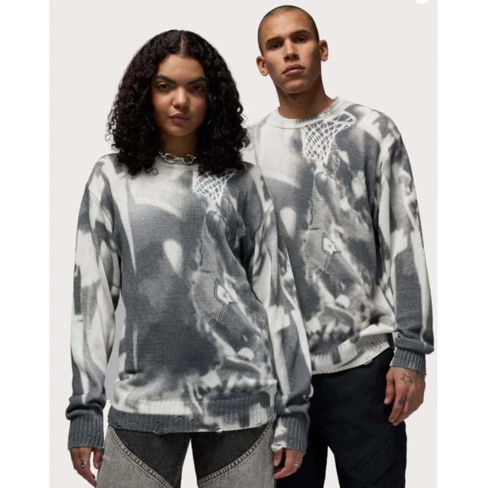 Air Jordan Knit Crew Sweater Oversized Heavyweight Men's Size L Sail HQ1635-133